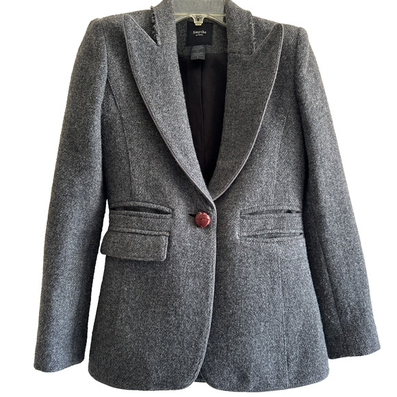 Smythe Jackets & Blazers - Smythe Grey Blazer Wool Blend Wide Peak Lapel Luxury Designer Womens Size 2